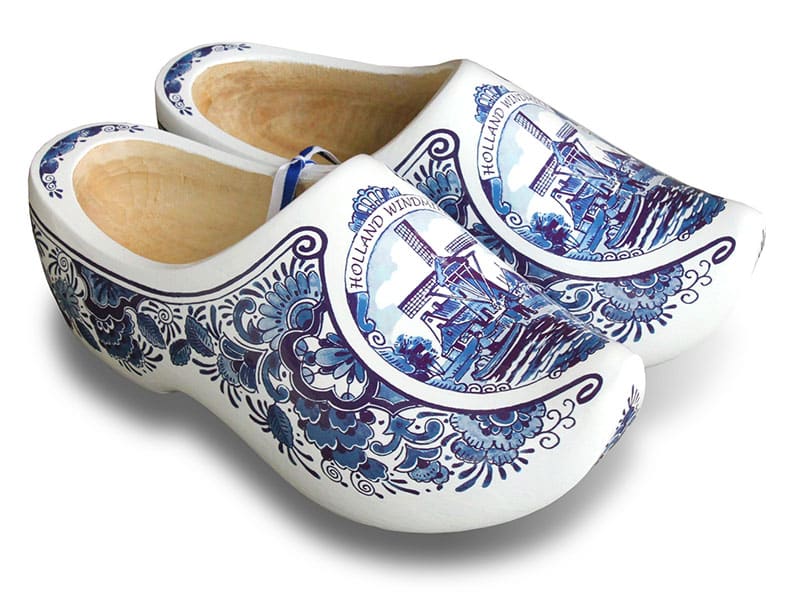 white wooden clogs
